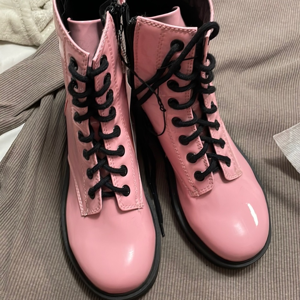 Pink combat boots